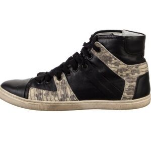Lanvin Black Leather High Top Sneakers